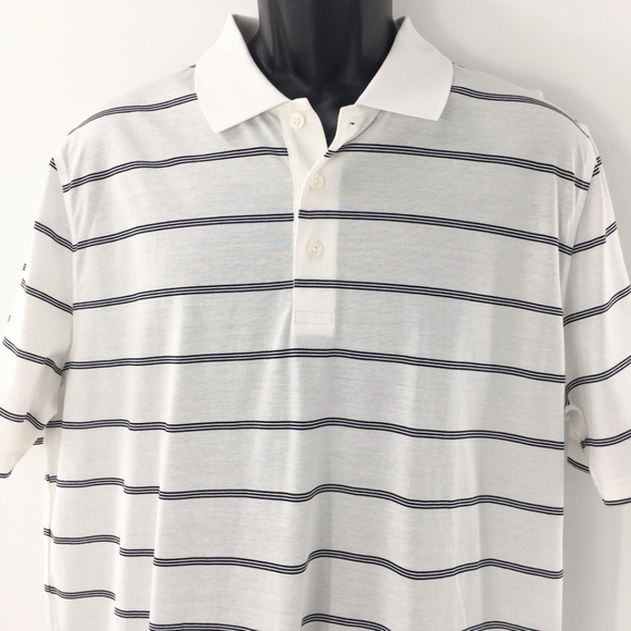 Glenmuir 1891 Men Polo Shirt Golf Performance White Blue Mercerised Cotton Sz L - Picture 2 of 11